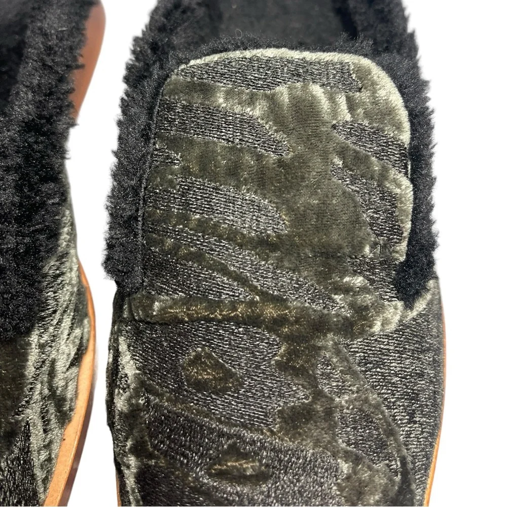 ⚡️SOLD⚡️Free People Shoes Mules Gray Black Faux Fur Velvet Flat Loafer Size 40 - Picture 12 of 16